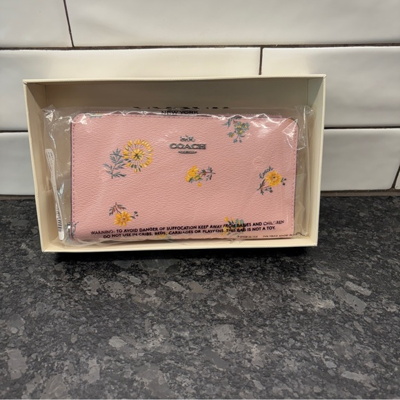 Coach Pink Wallet with Floral Accents - Picture 1 of 3